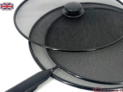 £8.35 • Buy BLACK SPLATTER SCREEN COVER METAL MESH KITCHEN POT PAN FRYING KNOB GUARD 3 Pc