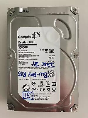 Seagate ST3000DM001 3TB SATA 6.0Gb/s 3.5  7200RPM Hard Disk Drive USED ONCE • £29.95