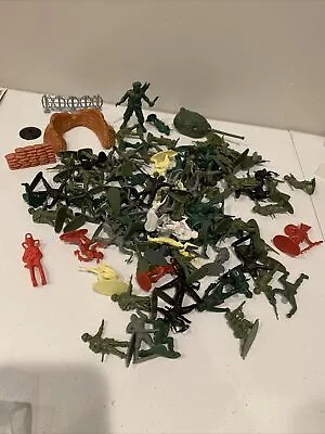 Vtg Lot Of Miniature Toy Soldiers Army Men Plastic Figures Gray Green Tan Red • $14.99