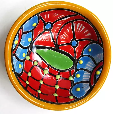 New Colorful Hand Painted Mexican Pottery Footed Salsa Sauce Dip Footed Bowl • $9.80