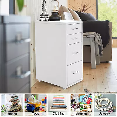 4 Drawers Mobile Filing Cabinet Storage Home Office Under Desk Cupboard W/ Wheel • £49.95