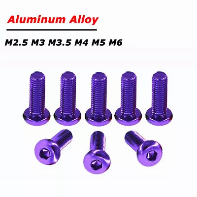 Aluminum Pan/Button Head Socket Cap Screw Alu Allen Bolt M2.5/3/3.5/4/5/6 Purple • $2.39