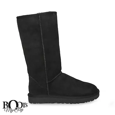 Ugg Classic Tall Ii Black Suede Sheepskin Womens Boots Size Us 6/uk 4.5 New • $164.99