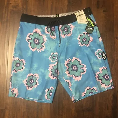 NWT VOLCOM STONEYS Board Shorts Eco True Blue Mens Size 32 • $29.99