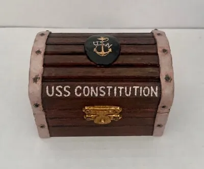 USS CONSTITUTION 3.5  Miniature Navy CPO Wooden Chest Military Folk Art • $19.50
