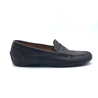 Martin Dingman Mens Penny Loafers Shoes Black Leather Moc Toe Slip-On 11M • $29.99