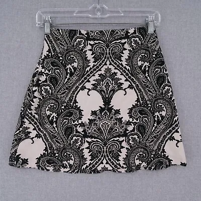 $19.99 • Buy Zara Woman Skirt Womens Size XS Extra Small Black Beige Paisley A-Line Business