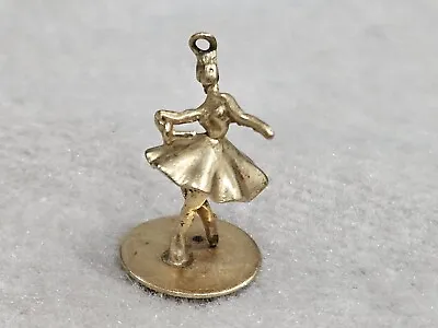 Vintage 14K Yellow Gold Ballerina Ballet Dancer Pendant Charm. 1.55 Grams. 5/8  • $79.99