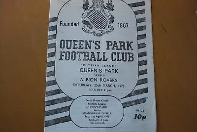 Queens Park V Albion Rovers                                              25/3/78 • £3.49