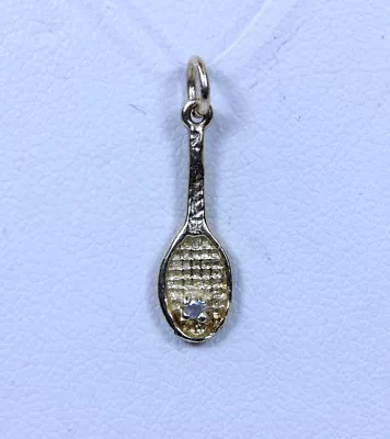 $99.99 • Buy Beautiful 14K Yellow Gold Tennis Racket Charm With Accent Diamond -12169    