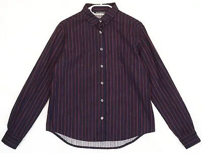 Marimekko Jokapoika Brown & Blue Striped Long Sleeve Cotton Shirt Size M • $48