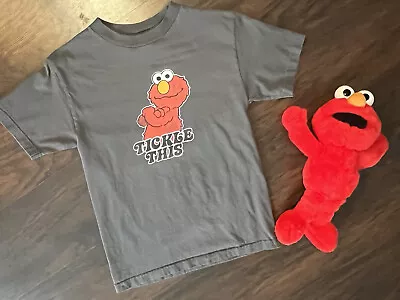 Vintage 2000s Tickle This ELMO Toy T-Shirt Adult Size Medium Sesame Street Gray • $15