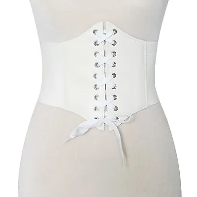 Women Lace-up Elastic Corset Belt Slimming Ultra Wide Belt High Waist Gothic HOT • £5.56