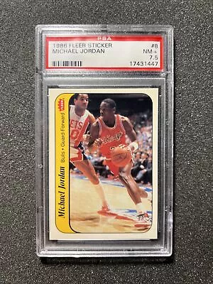 1986 Fleer MICHAEL JORDAN #8 Sticker ROOKIE - GARDED PSA 7.5 • $1100