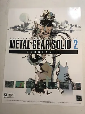 Metal Gear Solid 2 Substance Launch Poster 22 X28  2002 Xbox 360 XB360 Rare • $149.99