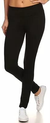 MOPAS Yoga Leggings With Fold Over Solid Waistband Small Black • $11.49