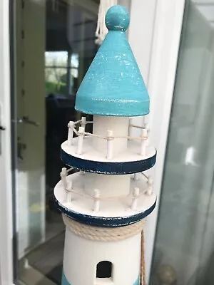Painted Wooden Model Of A Lighthouse 18 Inch High • £15