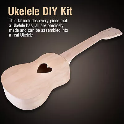 (Heart)21inch Basswood 4 String Ukelele DIY Kit Instrument Accessory TOO • $56.12