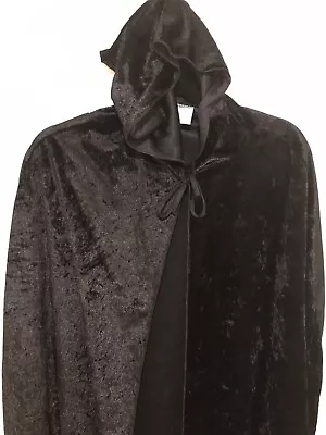 Adult Hooded Black Velvet Cape Medieval Renaissance Costume Small To Medium • $19.99