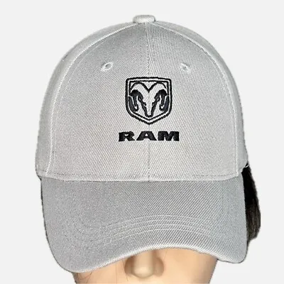 Dodge RAM Strapback Hat Baseball Cap Gray Spell Out Logo Mopar Hemi OSFA • $18