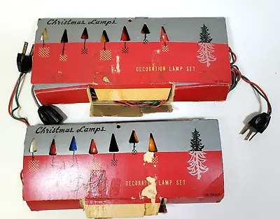 Set Of 2 Vintage Christmas Lights Working 7 Lights Each Strand Made In Japan Box • $12