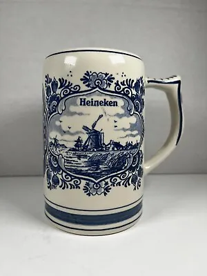 $15.99 • Buy Vintage Heineken Delft Blue Holland Porcelain Beer Stein Mug Windmill Dutch 16oz
