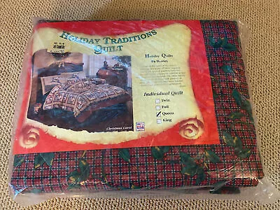 Unused Vintage Christmas Queen Sized Quilt Holiday Traditions By Barelay • $45
