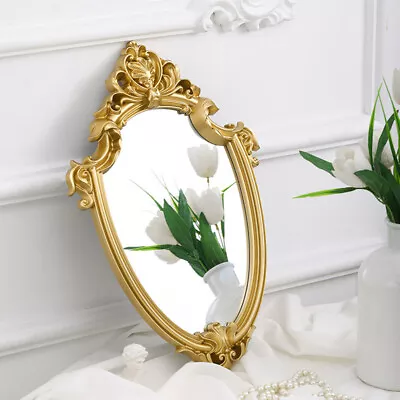 £10.94 • Buy Vintage Gold Ornate Wall Hanging Mirror Baroque Carved Framed Decorative Mirror