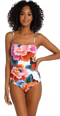 La Blanca Floral Rhythm Bandeau One Piece Size 10 NWT • $33.25