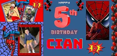 £29.99 • Buy Personalised Birthday Party Banner Spiderman Theme -3rd,4th,5th,6th,7th,8th