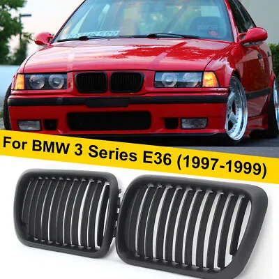 Front Kidney Grilles Grill For BMW E36 3 Series E36 Sedan 1997–1999 Matte Black • $27.68