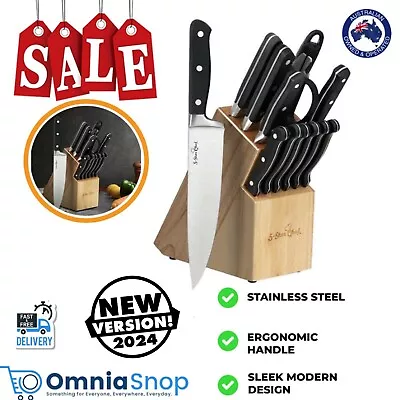 14Pc Knife Set Kitchen Knife Set Knife Block Set 5-Star Chef W/ Knife Sharpener • $70.97