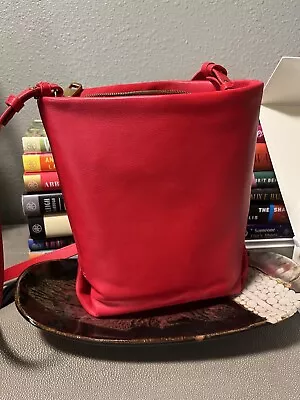 J.Crew Oslo Soft Leather Bucket Bag Red NEW • $25