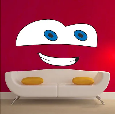 Cars Face Cartoon Wall Decal Lightning McQueen Pixar Kids Room Movie E32 • $72.95