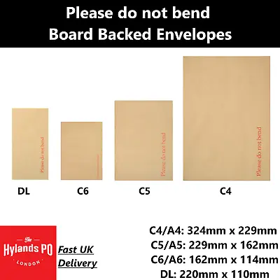 Please Do Not Bend Board Backed Envelopes Hard Card Manilla/Brown A4  A5  A6  DL • £1.49