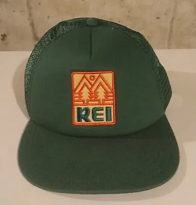 REI Trucker Hat Cap Snap Back Green Retro Trucker One Size Embroidered Patch • $12