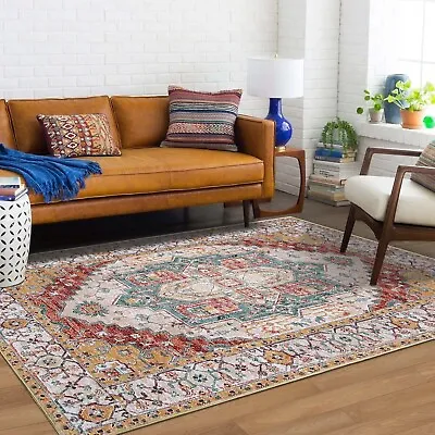 Traditional Area Soft Rugs For Living Room Washable Rug In RedBlueWhite 8×10 • $79.49