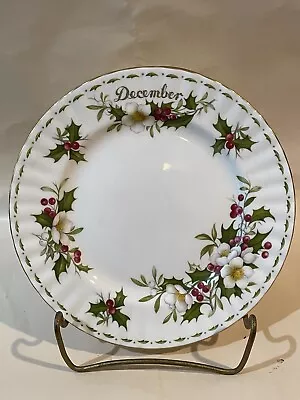 $10 • Buy Royal Albert December Flower Of The Month 8” Plate Holly Christmas Rose
