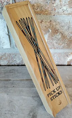 Vintage Mikado Spiel Wood Pick Up Sticks Game In Wooden Box Sliding Top • $9.99
