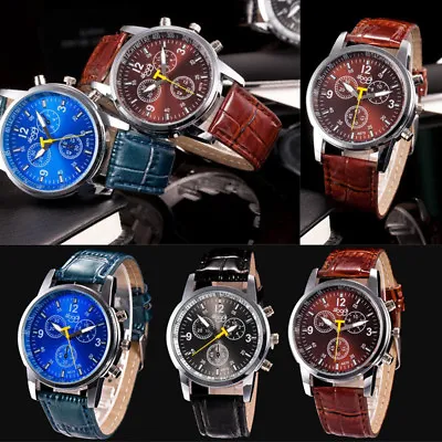 $11.39 • Buy Luxury Mens Watches Analog Quartz Stainless Steel Leather Sports Wrist Watch NEW