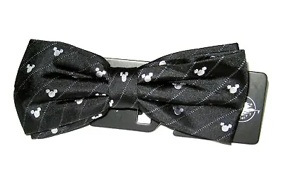 Mickey Mouse Icon Mens 100% Silk Bow Tie Disney Parks Stripe Novelty Necktie New • $29.95