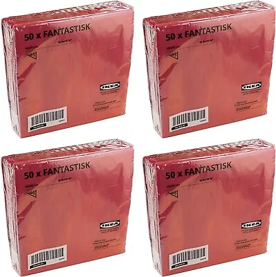 £14.95 • Buy Red Paper Napkin Tissue 50 Napkins 40x40cm 3 Ply Ikea 4 Pack Highly Absorbent