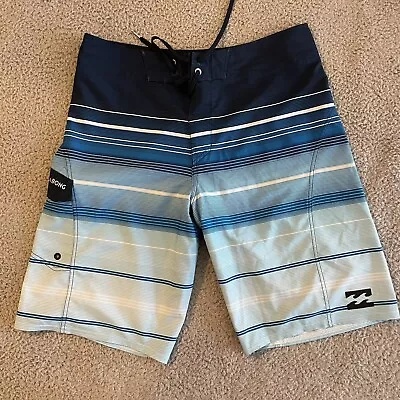 Billabong Swim Trunks Mens 31 Blue Board Shorts Platinum X 11  Striped Swimwear • $16.19