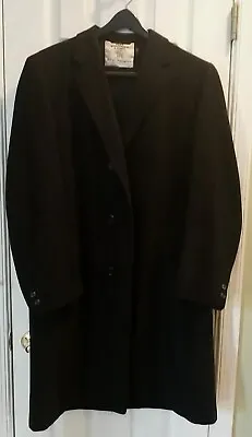 Vintage Men's Black 3/4 Length Cashmere Overcoat Topcoat/silk Lined  • $25.25