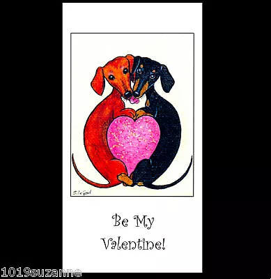 Dachshund Dog Art Valentines Day Card From Original Painting By Suzanne Le Good • $4.36