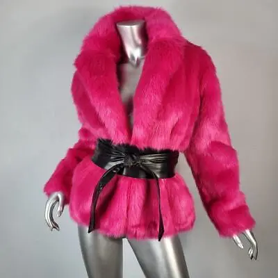 Nwt~$400~michael Kors~s/m~stunning Hot Pink Faux Mink Fox Fur Coat Jacket • $165