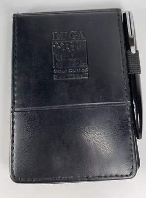 Leed's Black Faux Leather Mini Flip Notepad Holder Portfolio Folder W/Pen LPGA • $12.50