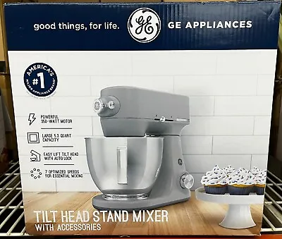 GE Tilt-Head Electric Stand Mixer7Speed350W MotorIncludes 5.3-Quart BowlGray • $130