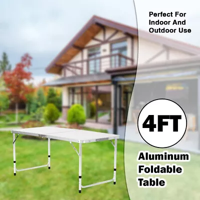 New 120cm/4ft Folding Adjustable Table Aluminium Camping Picnic Portable Party  • £21