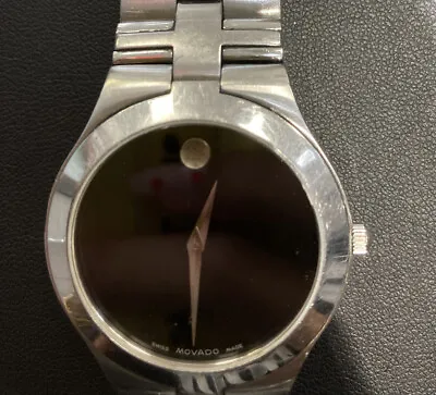 Movado 84 G2 1899 Juro Mens Black Dial Stainless Steel Watch • $200